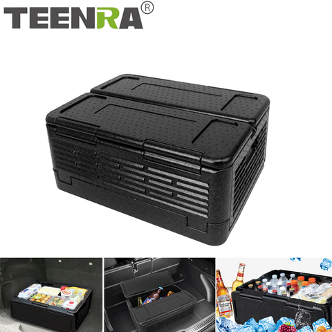 TEENRA Portable Car Refrigerator Foldable Cooler Box Large Capacity Food Cooler Warmer Box Travel Camping Cooler Box ► Photo 1/6