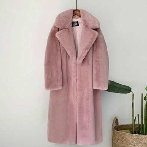 2022 New Women Winter Warm Faux Fur Coat Thick Women Long Coat Turn Down Collar Women Warm Coat Casaco Feminino ► Photo 1/6