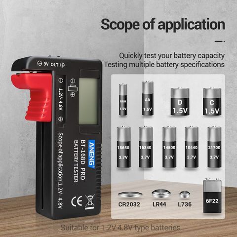 BT168 PRO Battery Capacity Tester for 9V 3.7V 1.5V AA AAA Cell C D 18650 Battery  ► Photo 1/6