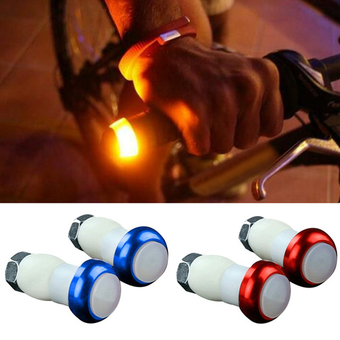 1 Pair Safety Cycling Bike Turn Signal Handle Bar End Plug LED Red Light Lamp Magnetic Handle Light  XR-Hot ► Photo 1/6