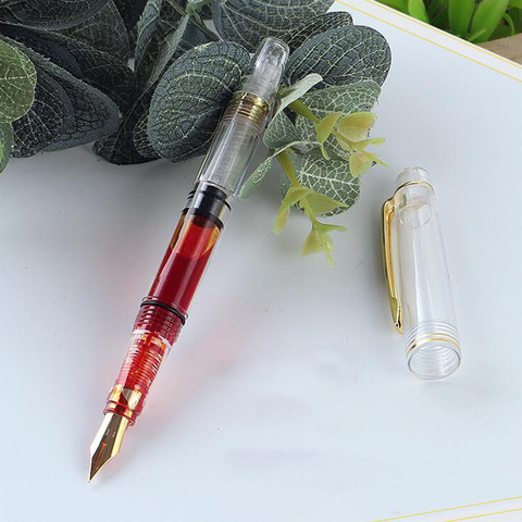 High Quality 330 Plastic Fountain Pen Transparent White Piston Ink Color Spin School Student Office Gifts Stationery Ink Pens ► Photo 1/6