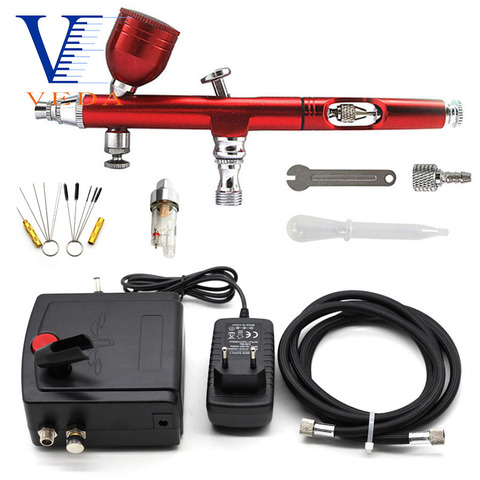 Dual-Action Airbrush Compressor Kit 0.2/0.3mm Air Brush Spray Gun Cleaning Tool for Makeup Nail Paint Tattoo Body Car Decoration ► Photo 1/6