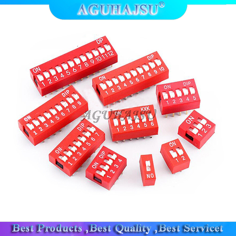 10PCS Slide Type Switch Module 1 2 3 4 5 6 7 8 9 10 12 Bit 2.54mm Position Way DIP Red Pitch Toggle Switch Red Snap Switch ► Photo 1/4