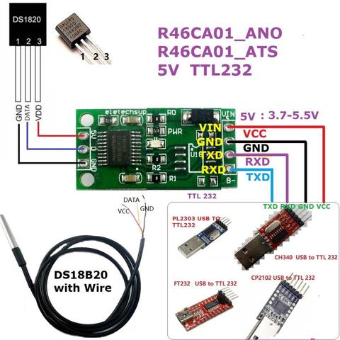 DS18B20 RS485 RS232 TTL Com UART Temperature Acquisition Sensor Modbus RTU Module 5V 12V for UNO R3 PC PLC MCU ► Photo 1/5