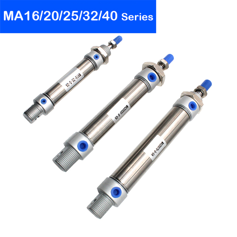 MA16/20/25/32/40 Series stainless steel Mini pneumatic cylinder 25/50/75/100/125/150/175/200/250/300 mm stroke Free shipping ► Photo 1/4