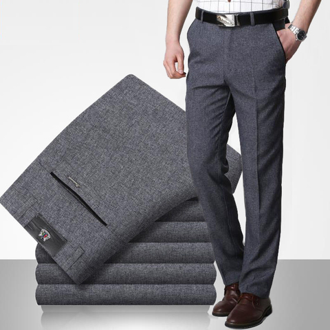 Mens Solid Suit Pants Business Casual Straight Pants Fashion