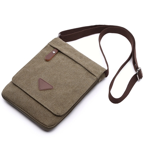 Mini Canvas Shoulder Bags for Men Solid Colors Messenger Strong Fabric Vintage Style Crossbody Bags 2022 New Design ► Photo 1/6