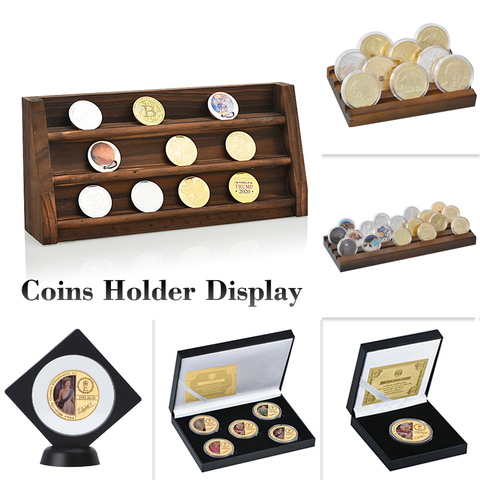 7 Styles Quality Collectible Coins Holder Display Challenge Medal Album Coin Case Collector Wood Storage Shelves Gift for Men ► Photo 1/6