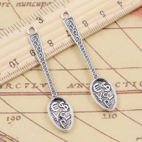 10pcs Charms Dollar Spoon Money 57x12mm Tibetan Bronze Silver Color Pendants Antique Jewelry Making DIY Handmade Craft ► Photo 1/4