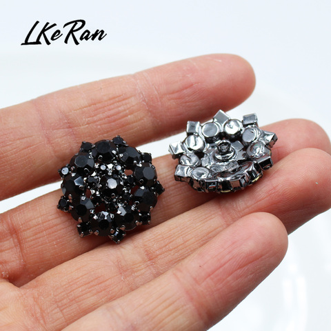 NEW 10Pcs 22MM All Black metal Rhinestone Buttons Shank Diamante Accessories DIY for Wedding Decoration Sewing Clothing Buttons ► Photo 1/6