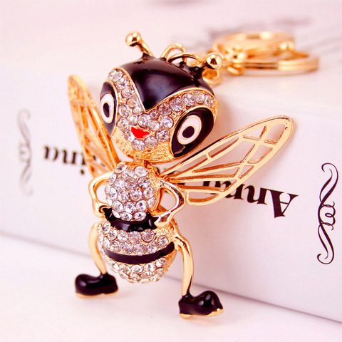 Korean-style Creative Oil Drop Craft Small Gifts Cute Bee Keychain WOMEN'S Bag Accessories Insect Animal Metal Pendant ► Photo 1/5