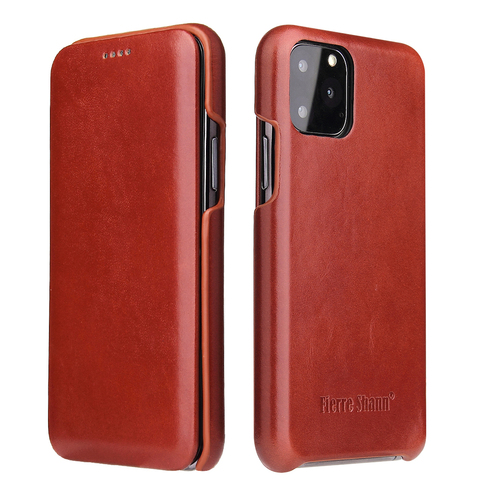 For iPhone 11 12 pro max Genuine Leather Flip Case For iPhone 6 6S 7 8 X Xs XR XS Max SE 2022 Magnet Cover ► Photo 1/6