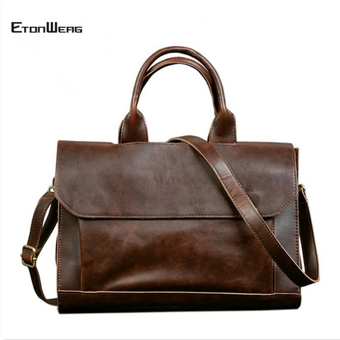 Business office Briefcase men's Handbag Brand Leather Tote male Solid Computer Laptop bag Vintage man Messenger Bag Leisure 2022 ► Photo 1/6