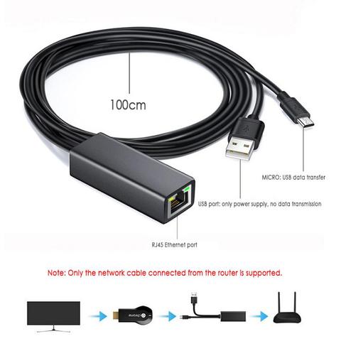 Fire TV Stick HD 480 Mbps Micro USB2.0 to RJ45 Ethernet Adapter 10