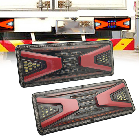 2pcs universal car truck Rear taillight led trailer taillights 24v waterproof Flow Steering brake reversing traffic fog lamp ► Photo 1/6