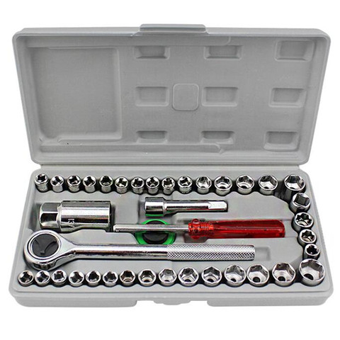 40pcs/lot Emergency Box Repair Tool Boxes Car Motorcycle All Kinds of Sleeve Wrench Spanner Set For Mechanic Vehicle Repairing ► Photo 1/6