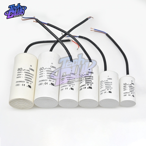 450V 10uF 20uF 30uF 40uF 60uF 80uF CBB60 Motor Start Running Capacitor White for Washing Machine DT 450VAC ► Photo 1/6