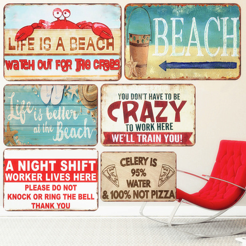 Life Is A Beach Plaque Vintage Metal Tin Signs Bar Outdoor Decorative Plates Mermaid Wall Stickers Ocean Poster Home Decor N250 ► Photo 1/6