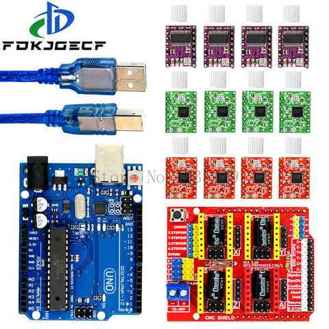 CNC Shield V3 engraving machine 3D Printe+ 4pcs A4988 / DRV8825 driver expansion board for Arduino + UNO R3 with 30cm USB cable ► Photo 1/6