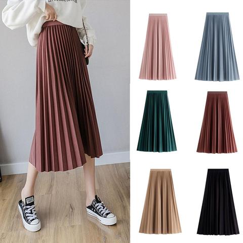 Hot Two Layer Autumn Winter Women Suede Skirt Long Pleated Skirts Womens Vintage Women Midi Skirt ► Photo 1/6