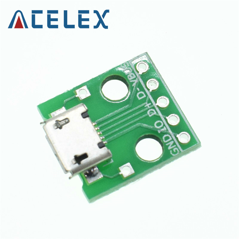 10pcs Micro USB to DIP Adapter 5pin Female Connector Module Board Panel 