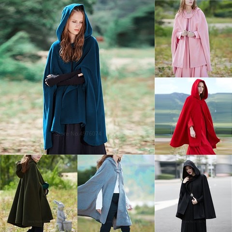 Medieval Cosplay Costumes for Women Vintage Hooded Short Cloak Adult Witch Loose Plus Size Hooded Jacket Solid Color Renaissance ► Photo 1/6
