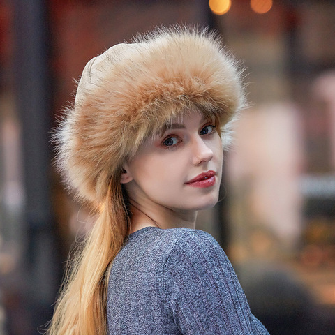 New Thick Warm Russian Hat Ladies Suede Bomber Hat Windproof Women Fur Hat Female Mongolia Cap Women Fox Fur Skullies Beanies ► Photo 1/6