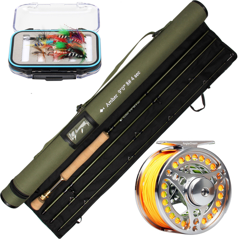 Fly Fishing Rod and Reel Combo 9' 8WT 4-Sec Graphite IM10 Fly Rod & CNC-machined 7/8 Reel Tapered WF8F Fly Line Set Multi-color ► Photo 1/6