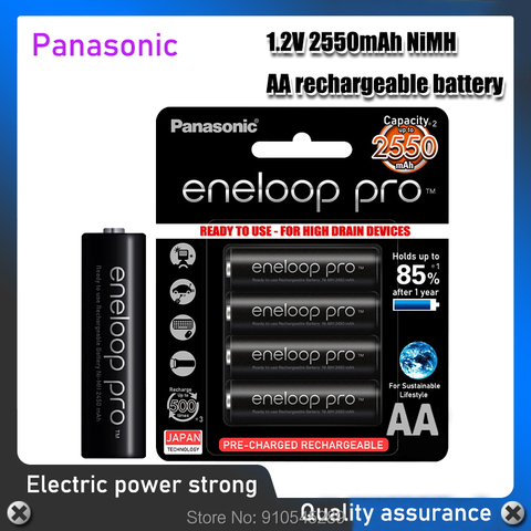 Panasonic Eneloop Pro AA, 2550mAh Rechargeable 4-Battery, 2500 Mah