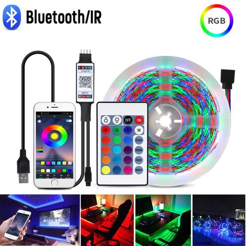 Cocina RGB LED Strip Light for Kitchen 1m-5m Tape Ribbon 24 keys Remote LED Light for TV Backlight Desktop Table Home Decoration ► Photo 1/6