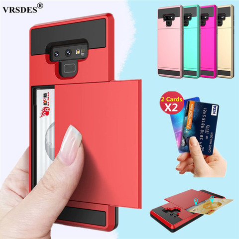 Slide Card Slot Holder Case For Samsung Galaxy A7 A5 A3 J7 J5 J3 2016 2017 EU S7 Edge S8 S9 S20 Plus Note 20 Ultra Cover Funda ► Photo 1/6