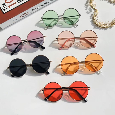 Child Cute Retro Round Frame Sunglasses Children Kids Summer Fashion Wild Glasses Boys Girls UV400 Protection Eyewear ► Photo 1/6