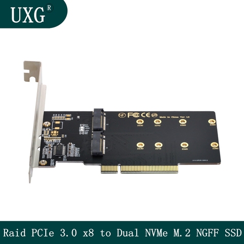 Dual 2X NVME M.2 AHCI To PCIE Express 3.0 Gen3 X8 X16 Raid Card VROC Raid0 Hyper Adapter ► Photo 1/4