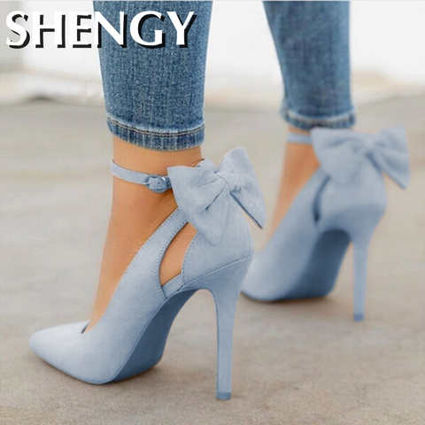 SHY Bow Pumps Women High Heels Pointed Toe Stiletto Pumps Sexy Party Woman Black Wedding Shoes Zapatos Mujer Dropshipping ► Photo 1/6