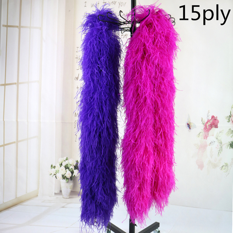 Wholesale 1-20ply Dyed Various Ostrich Feathers Boa ostrich feather shawl for wedding Dress Party Accessory Decoration 2 meter ► Photo 1/6