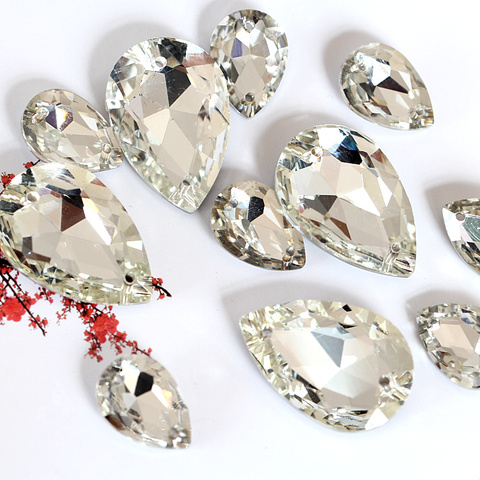 Nice Glass Crystal Sew On Rhinestone Teardrop High Quality Pointback Best Diamond Droplet Sewing Rhinestone For Garment B1039 ► Photo 1/6