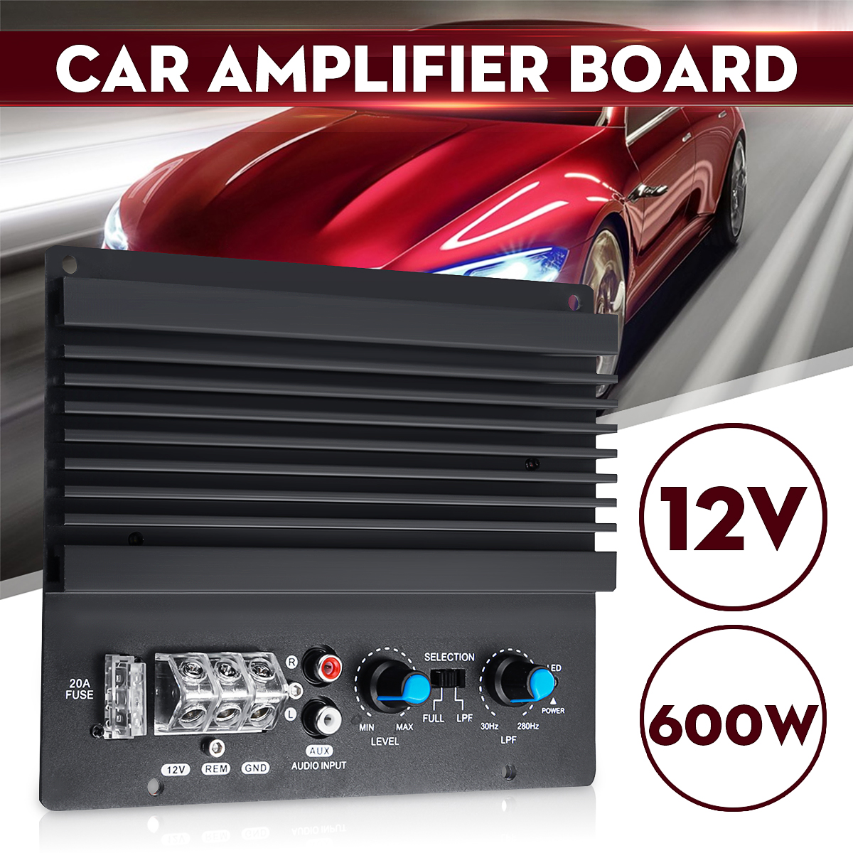 12V 600W Mono Car Audio Amplifier Powerful Bass Subwoofer Amplifier Board Player Automotive Amplifier Module 3D Crystal Power ► Photo 1/6