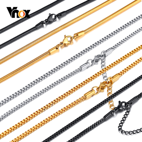 Vnox Basic 2mm Round Snake Box Chain Neckalce for Women Men Smooth Stainless Steel Comfort Fit Neck Links Casual Venetian Chain ► Photo 1/6