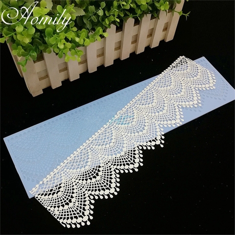 Aomily 40*12cm Lace Surround Wedding Cake Silicone Edge Lace Fondant Mold Mousse Sugar Craft Icing Mat Pad Pastry Baking Tool ► Photo 1/6