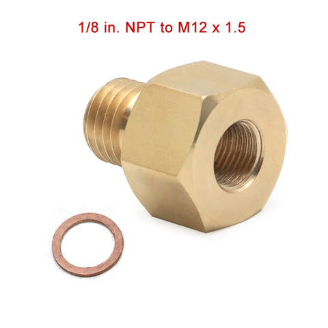 1/8 in. NPT Female to M12 x 1.5 Male Metric Adapter Electric Temperature Gauges Brass Copper Pipe Fittings ► Photo 1/6