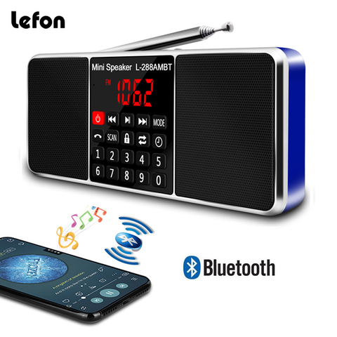 Lefon Portable AM FM Radio Stereo Receiver Bluetooth Wireless Speaker Support TF SD Card USB Disk AUX MP3 LED Display Handsfree ► Photo 1/6