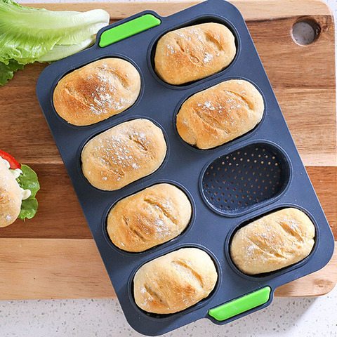 8 Grids Home DIY Baking Non-stick French Silicone Hamburger Heat Resistant Bread Mold Easy Release Good Flexibility Practical ► Photo 1/6