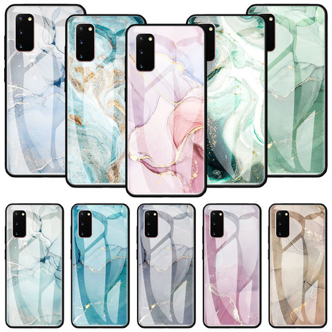 Glass Case For Samsung Galaxy S20 FE S10 S9 S8 Plus Note 20 Ultra 10 Lite 9 8 Shell Phone Cover Capa Marble Art Fashion Coque ► Photo 1/6