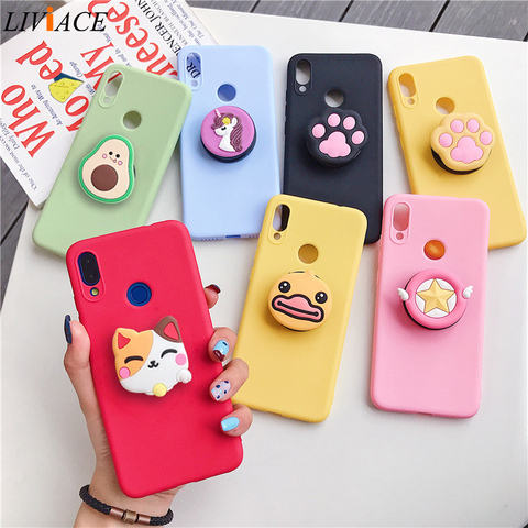 3D silicone cartoon case for huawei y9 y7 y6 y5 prime pro 2022 girl cute phone holder stand soft cover funda coque ► Photo 1/6