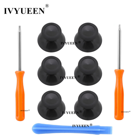 IVYUEEN 6 Pcs for XBOX ONE X S Elite Controller Black 3D Analog Thumb Stick Thumbsticks Caps Joystick Grips with Screwdriver ► Photo 1/6