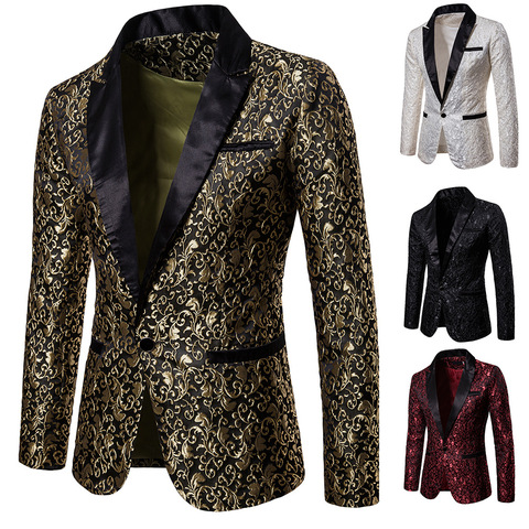 Men's Floral Party Dress Suit Stylish Dinner Jacket Wedding Blazer Prom Tuxedo ► Photo 1/5