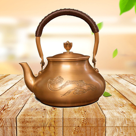 ENERGE SPRING Antique Copper Teapot Uncoated Water Boiler Handmade Red Copper Health Tea Set High-End Gift Teapot ► Photo 1/6