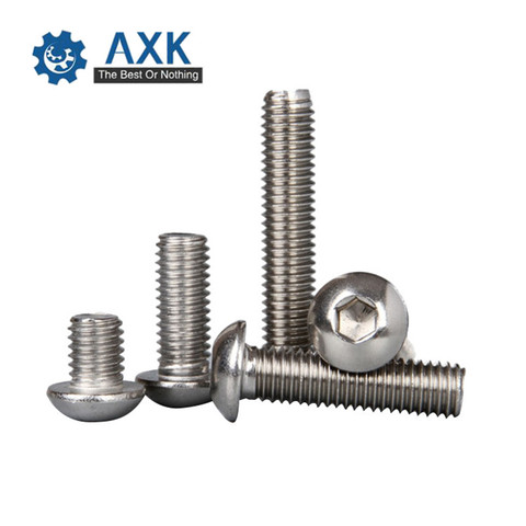 AXK  M3 M4 M5 Hexagon socket button head screws 304 stainless steel round head cap screw Mushroom Head Hex Screws ► Photo 1/5