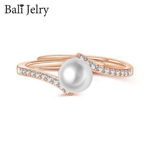 Bali Jelry Fashion Women Ring 925 Silver Jewelry Pearl Zircon Gemstones Open Rings Fine Accessories for Wedding Engagement Party ► Photo 1/6