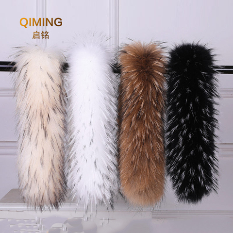 Real Raccoon Fur Collar Womens Natural Fur Collar Fur Shawl Raccoon Collar Fur Scarf Winter Coat Women Luxury Plus Size Scarves ► Photo 1/6